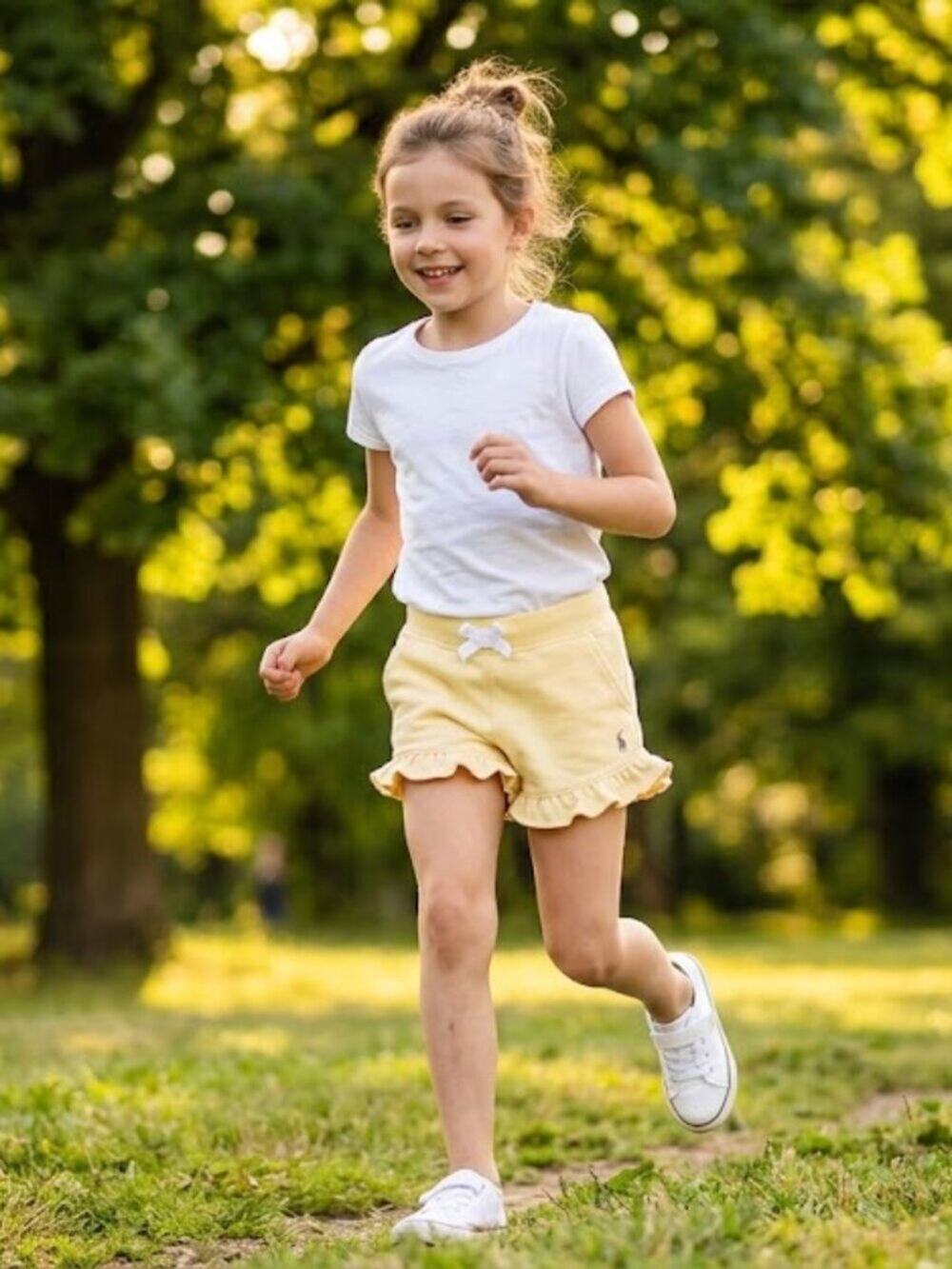 Polo Ralph Lauren Girls Yellow Ruffle Hem Sweatshorts - Size 8-10